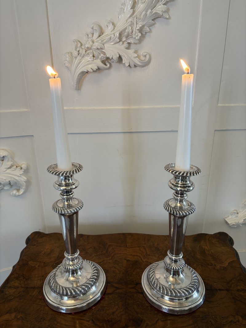Quality Pair of Antique Victorian Silver Plated Candlesticks - Image 2